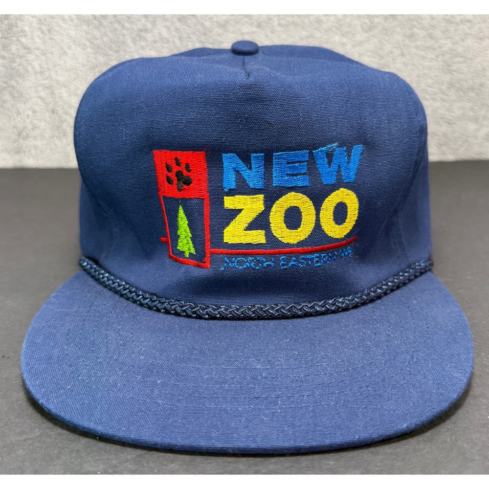 Winner New Zoo Hat Mens OSFA Navy Blue Vintage Embroidered Rope Leather Strap